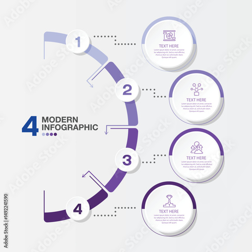 Infographic 4 step, Blue tone.