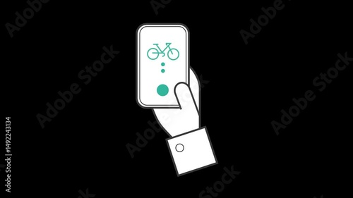 bike sharing icon animation, app search bicycle, transparent background