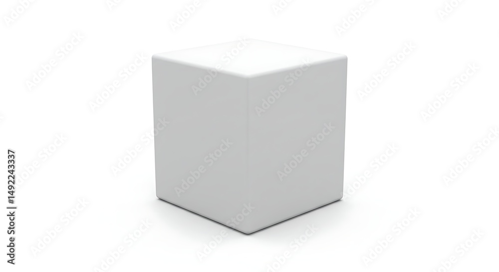 Fototapeta premium White Cube: Minimalist 3D Render of a Simple, Clean Form