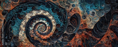 Intricate spiral design with vibrant colors, perfect for digital art projects.