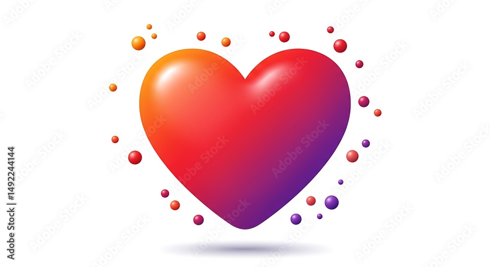 Colorful Gradient Heart. Abstract Heart with Bubbles Colorful Gradient Heart. Abstract Heart with Bubbles