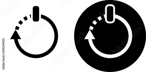 set off the restart button icon set, monochrome symbols of power button