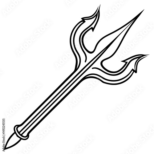 Stylized trident design graphic illustration