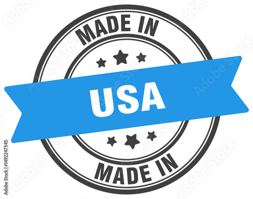 Made in usa round sign. Made in usa stamp.