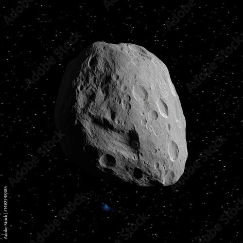 Mysterious AI-generated cosmic scene with glowing planets asteroids and space rocks floating in deep black universe with starlight and astronomical objects digital space art