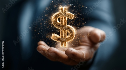 Glowing Dollar Sign Floating Above a Hand