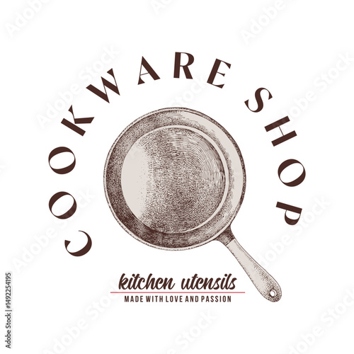 Cookware shop logo template vector