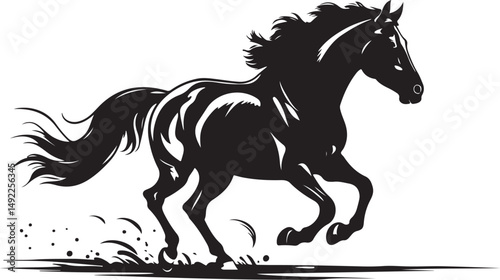 Running Horse Silhouette Clipart Set