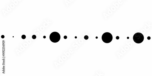 Minimalist black circle pattern on a white background, featuring a gradual size progression from small to large. Perfect for modern graphic design, abstract art, or contemporary visual concepts.