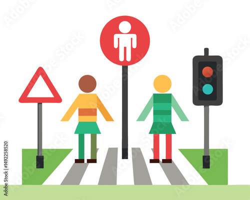 Vector Set of Traffic Lights and Pedestrian Signals.