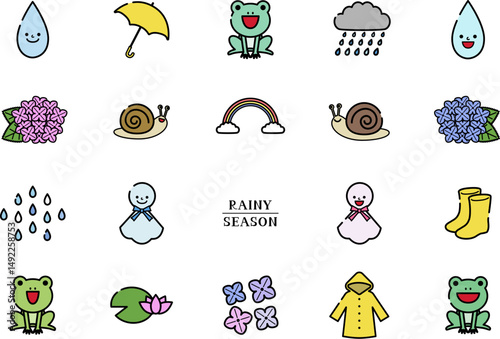 梅雨のアイコン素材セット / vector eps
