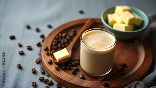 Bulletproof Coffee Recipe: Creamy Coffee with Butter Cubes and Coffee Beans
