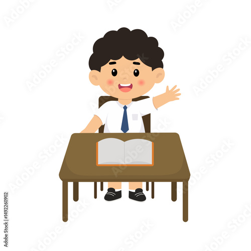 Boy Middle School Sitting Illustration