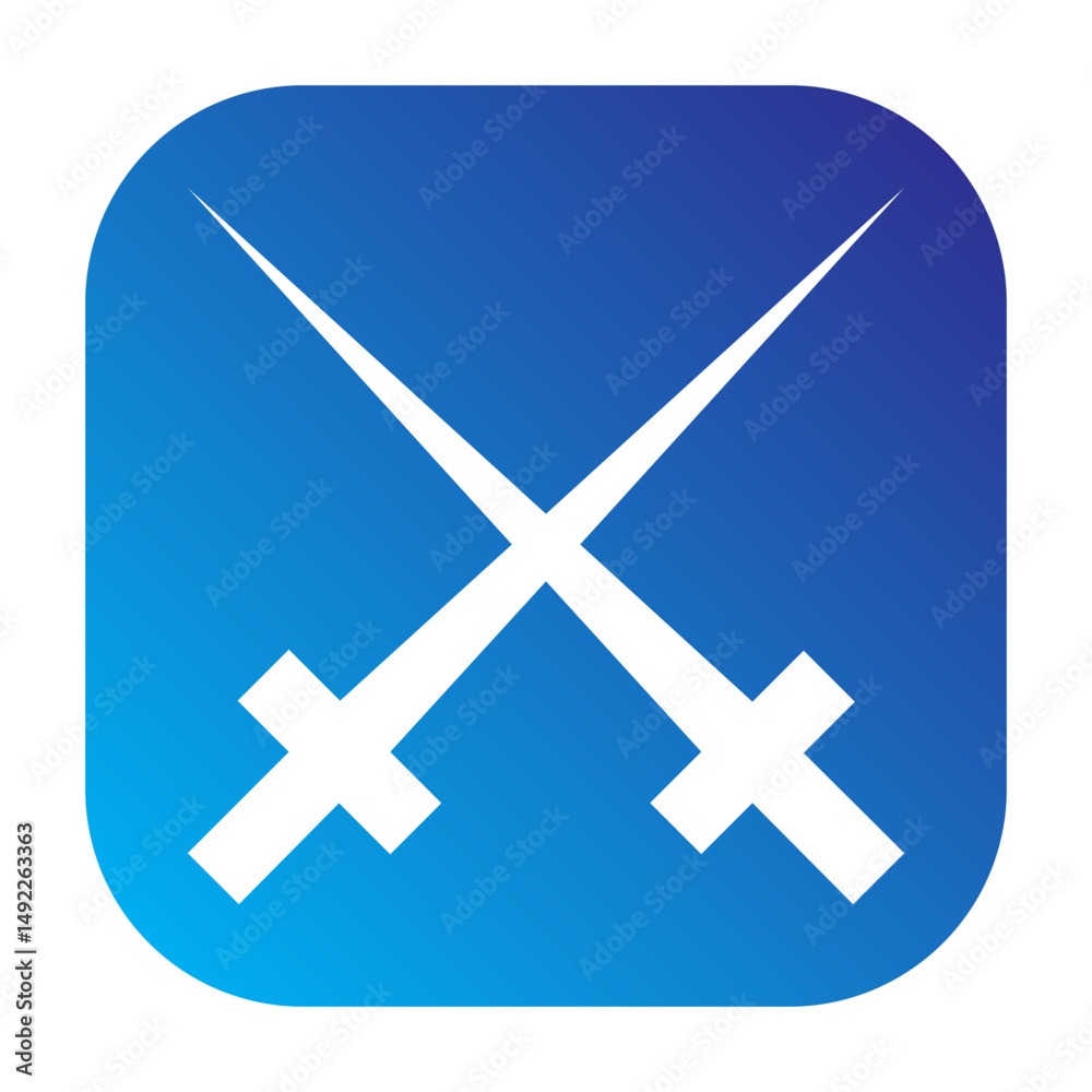 Obraz premium Crossed swords icon, representing battle, duel or medieval fight.