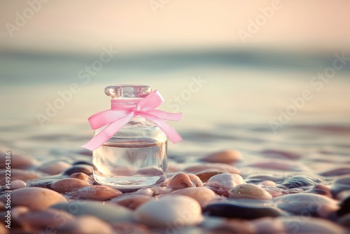 In the rocks and sea, a bottle contains a message and is also the subject of a photograph