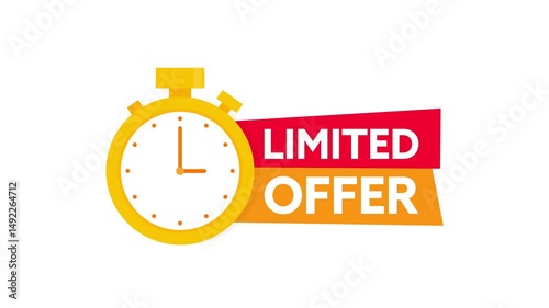 Animated limited offer with stopwatch on white and green screen