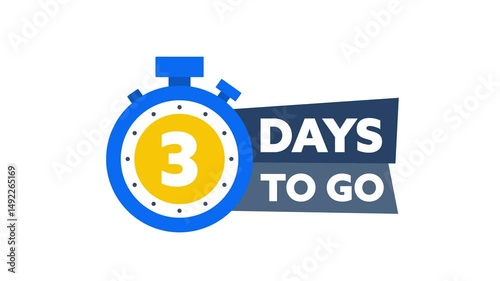 Animated countdown with a blue chronometer showing 3 days to go