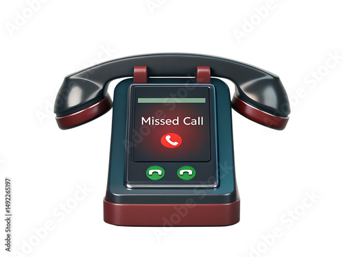 Retro Style Phone with Missed Call Notification on Screen