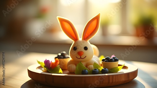 Adorable Marzipan Easter Bunny with Blueberries