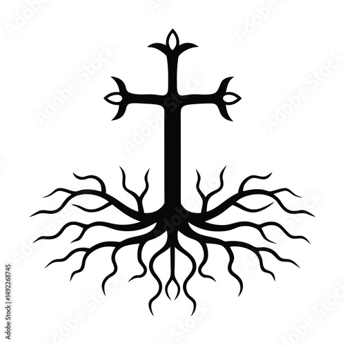 Leviathan Cross Grown from Skeletal Roots