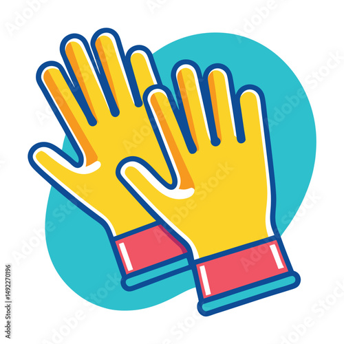 Set of Rubber Gloves Clipart – Vector Illustrations of Protective Handwear for Cleaning and Safety

