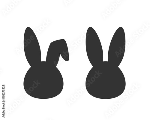 Minimal rabbit head silhouettes. Clean black vector with classic bunny forms and recognizable outline. Bunny silhouette vector