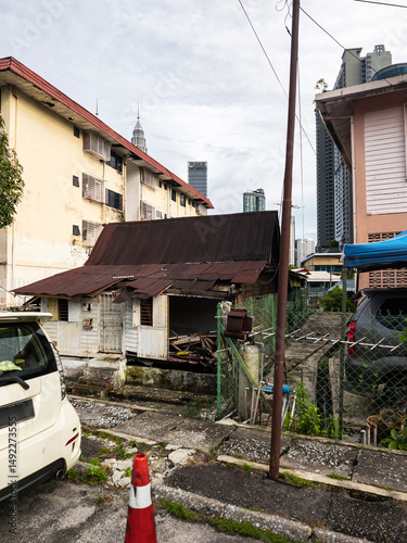 Abandoned house in narrow alley, Kuala Lumpur, Malaysia