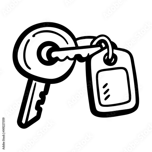 Key with tag representing hotel room stay in travel icon concept  