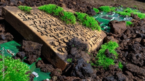 Ancient Tablet and Circuit Boards in Nature