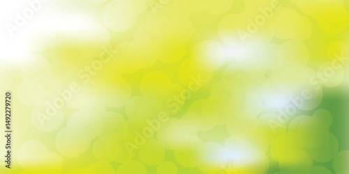 A soft green, white, and yellow bokeh background evokes tranquility, nature, and relaxation, making it ideal for ecological, environmental, and sustainability-themed designs.