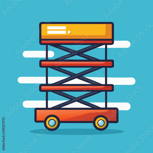 Scissor Lift Clipart – Vector Illustration of Aerial Work Platform Machinery

