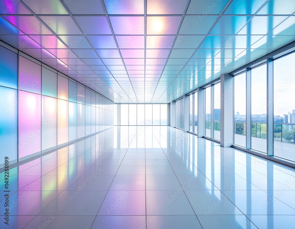 Obraz premium Simple Minimalist Liminal Space Iridescent Room Negative Space