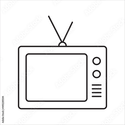  Vintage retro antique rustic classic old television tube TV with antenna icon design vector symbol illustration. on white background
