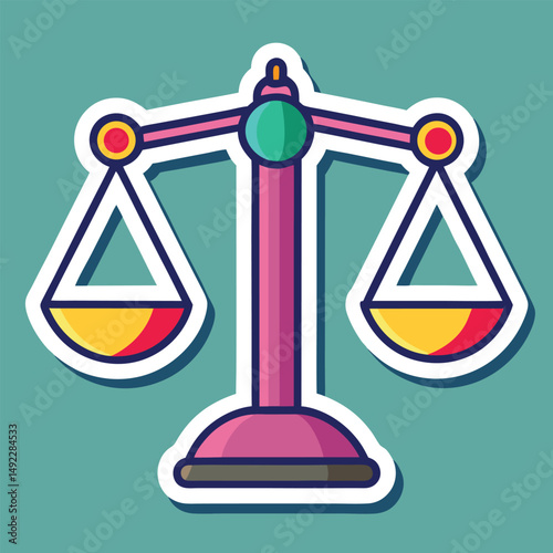 Scales Clipart – Vector Icon and Sticker Style Weighing Balance Illustration

