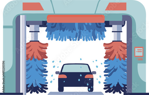  Car in Automatic Car Wash Tunnel