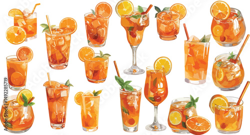 aperol spritz watercolor clipart