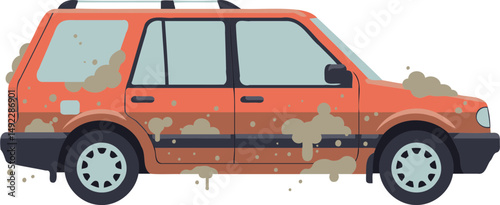 Dirty Orange Station Wagon, Side View
