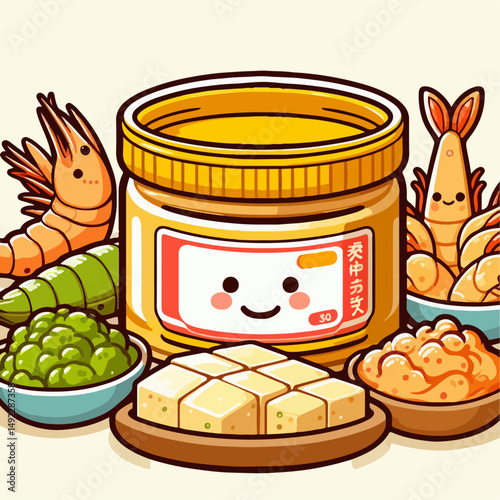 illustration of food variants and shrimp paste