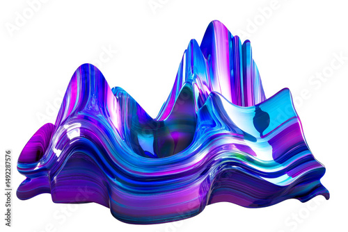Colorful Abstract Wave, Isolated Topography, Cut Out Transparent