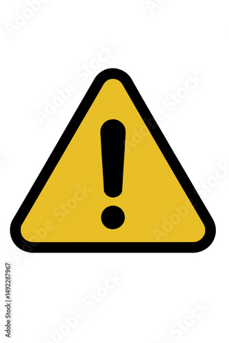 Yellow Triangle Warning Sign with Exclamation Mark Icon