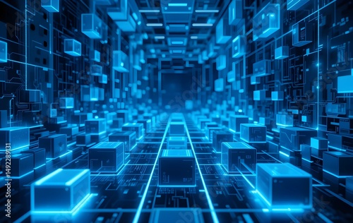 Futuristic Blue 3D Cubes Background | High-Tech Digital Design