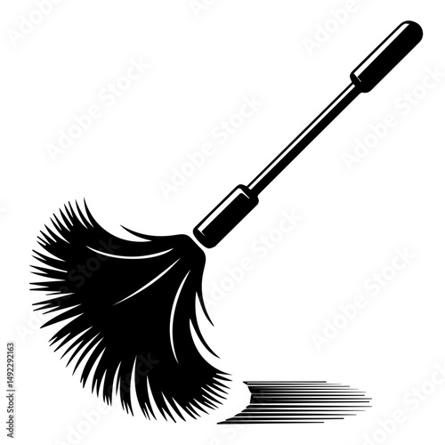 Extendable Duster Solid Black Silhouette Icon