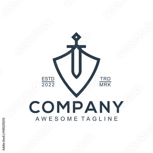 Shield Sword Silhouette logo