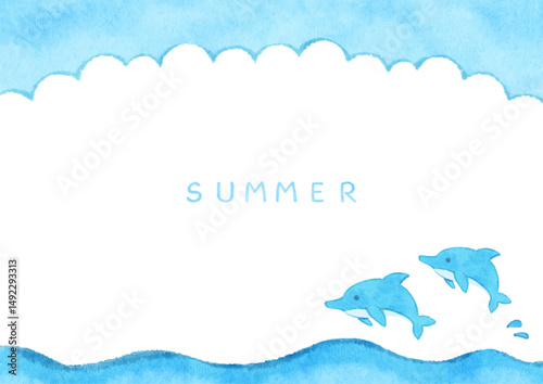 Cute dolphin and sea background illustration