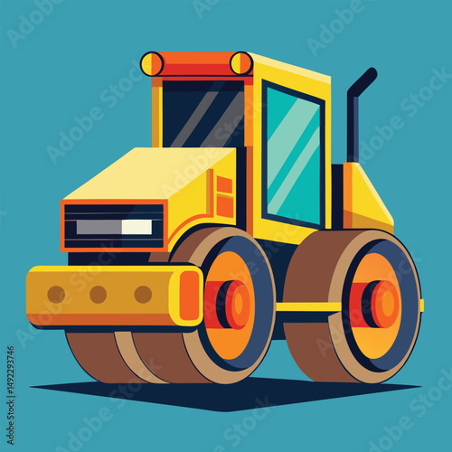 Road Roller Clipart Vector Illustration – Construction Equipment Graphic

