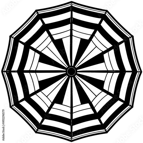 Stripped umbrella top view silhouette vector illustration