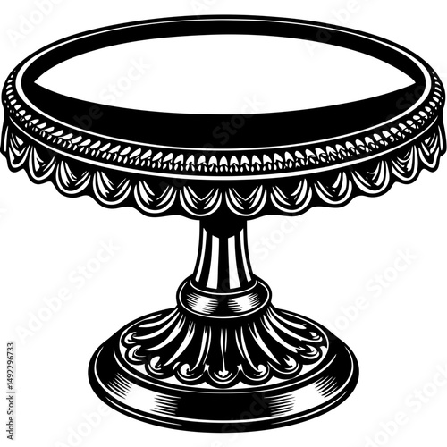 Ornate cake stand in silhouette vector illustration