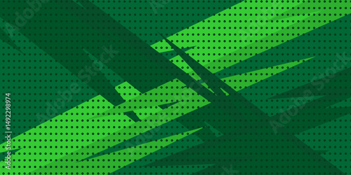 Green abstract background with sharp geometric pattern, for sports, gaming themed design
