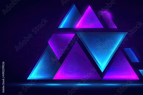Abstract Geometric Shapes Display Neon Light Effects
