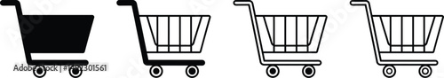 Stylish Vector Cart Icons On White Background,  E commerce and Shopping Design Projects